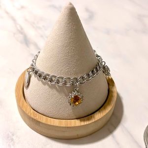 Sterling Silver Charm Bracelet with 3 Charms